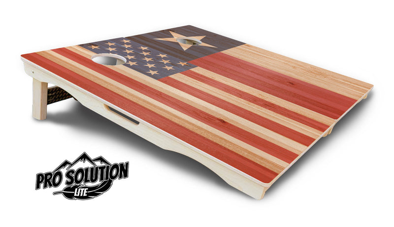 Pro Solution Elite - Faded Texas & American Flag Options - Professional Tournament Cornhole Boards 3/4" Baltic Birch - Zero Bounce Zero Movement Vertical Interlocking Braces for Extra Weight & Stability +Double Thick Legs +Airmail Blocker