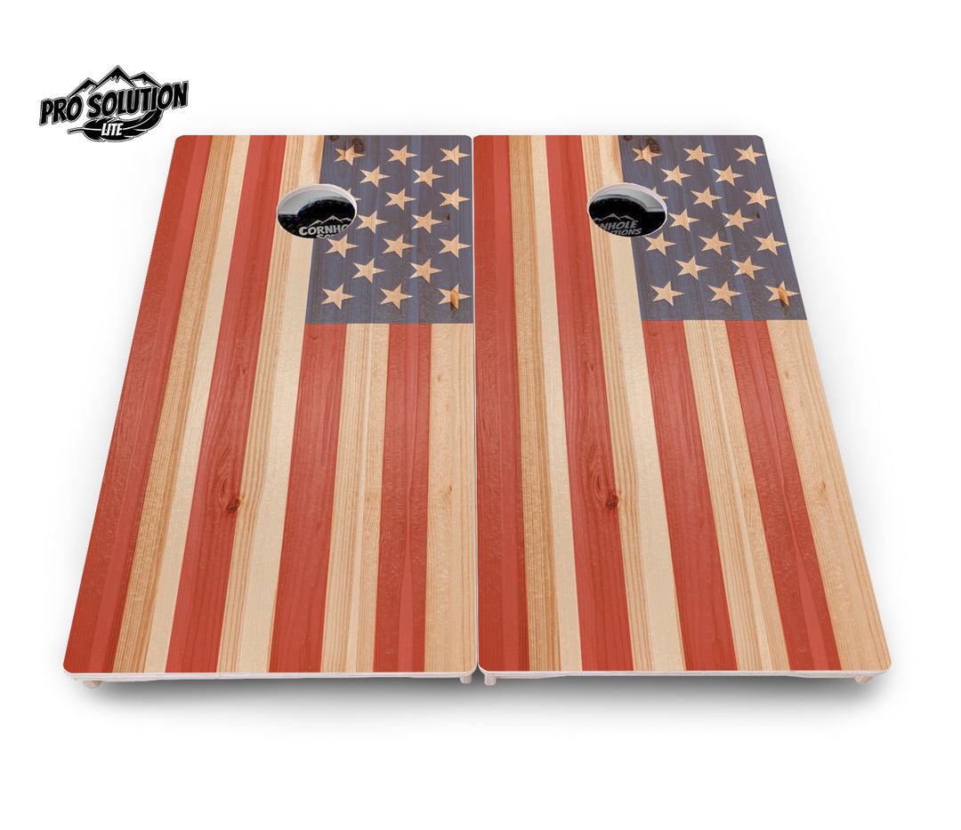 Faded USA/TX Flag Cornhole Boards - Pro Solution Lite Series