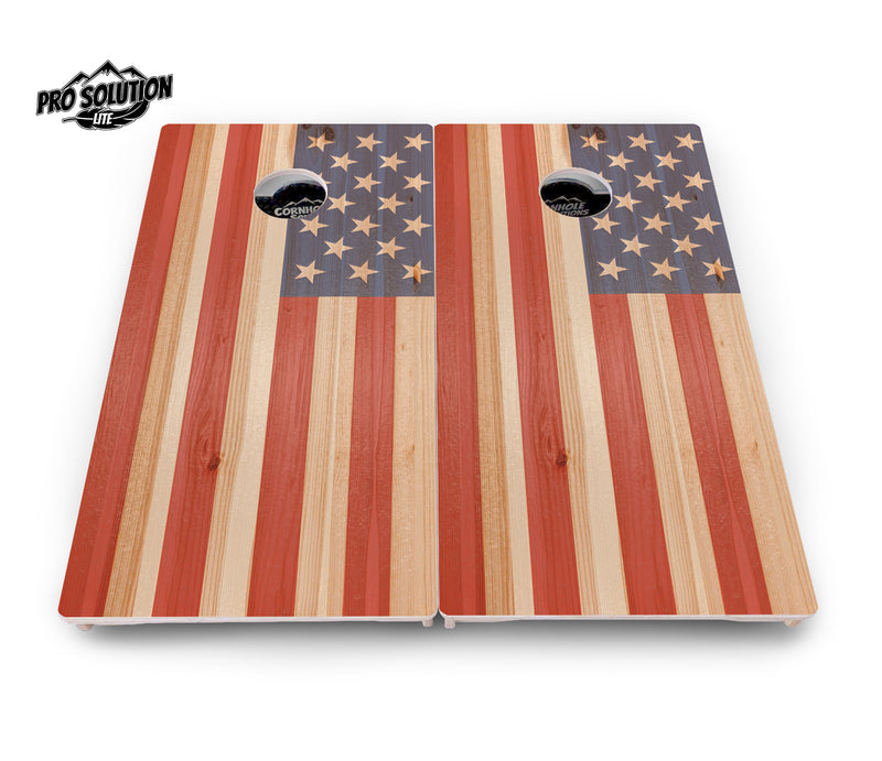 Pro Solution Lite - Faded Texas & American Flag Options - Professional Tournament Cornhole Boards 3/4" Baltic Birch - Zero Bounce Zero Movement Vertical Interlocking Braces for Extra Weight & Stability +Double Thick Legs +Airmail Blocker