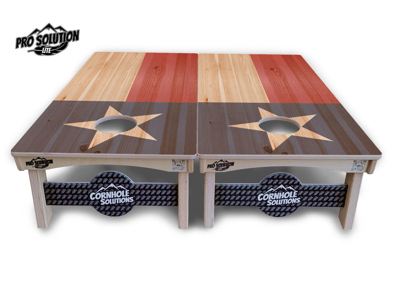 Pro Solution Elite - Faded Texas & American Flag Options - Professional Tournament Cornhole Boards 3/4" Baltic Birch - Zero Bounce Zero Movement Vertical Interlocking Braces for Extra Weight & Stability +Double Thick Legs +Airmail Blocker