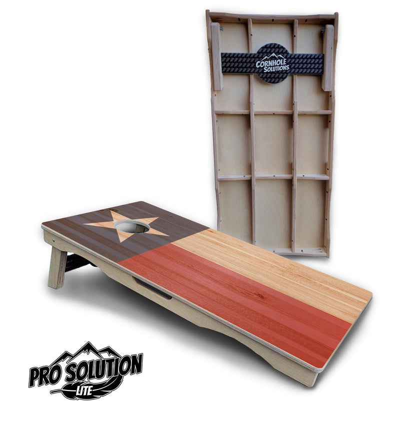 Pro Solution Elite - Faded Texas & American Flag Options - Professional Tournament Cornhole Boards 3/4" Baltic Birch - Zero Bounce Zero Movement Vertical Interlocking Braces for Extra Weight & Stability +Double Thick Legs +Airmail Blocker