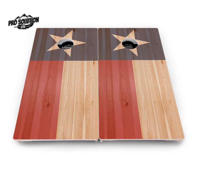 Pro Solution Elite - Faded Texas & American Flag Options - Professional Tournament Cornhole Boards 3/4" Baltic Birch - Zero Bounce Zero Movement Vertical Interlocking Braces for Extra Weight & Stability +Double Thick Legs +Airmail Blocker