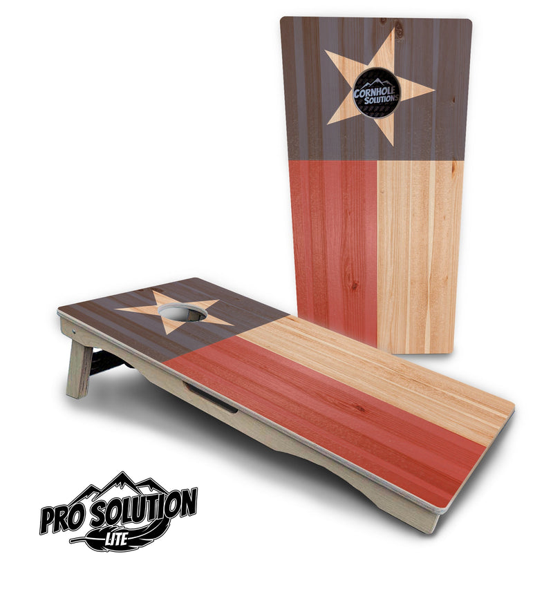 Pro Solution Elite - Faded Texas & American Flag Options - Professional Tournament Cornhole Boards 3/4" Baltic Birch - Zero Bounce Zero Movement Vertical Interlocking Braces for Extra Weight & Stability +Double Thick Legs +Airmail Blocker