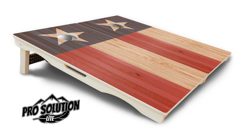 Pro Solution Elite - Faded Texas & American Flag Options - Professional Tournament Cornhole Boards 3/4" Baltic Birch - Zero Bounce Zero Movement Vertical Interlocking Braces for Extra Weight & Stability +Double Thick Legs +Airmail Blocker