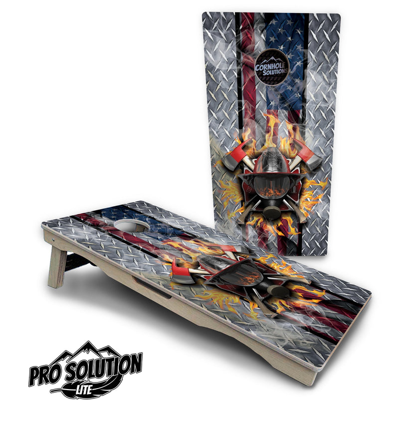 Pro Solution Elite - Fire Fighter - Professional Tournament Cornhole Boards 3/4" Baltic Birch - Zero Bounce Zero Movement Vertical Interlocking Braces for Extra Weight & Stability +Double Thick Legs +Airmail Blocker