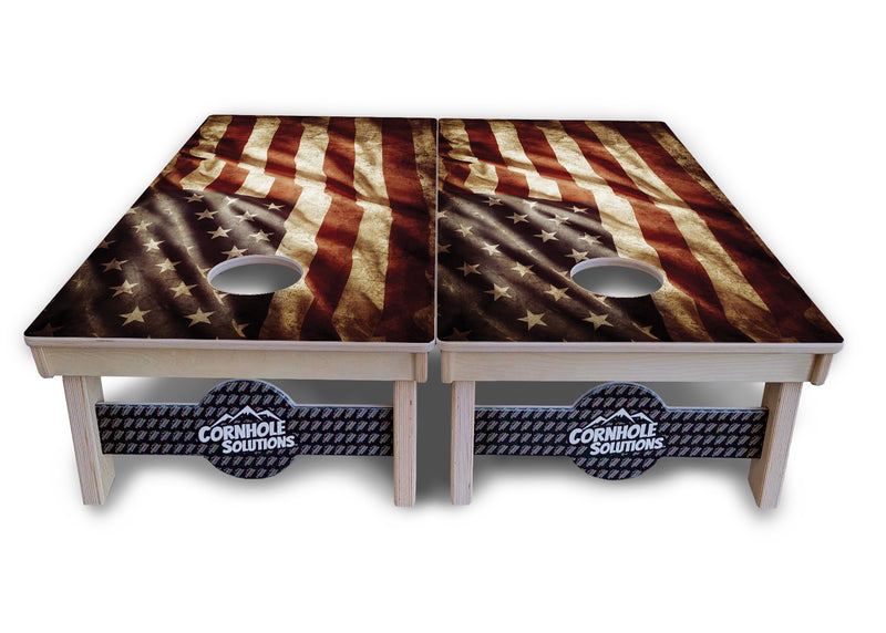 Tournament Boards - Rustic American Flag Design Options - Professional Tournament 2'x4' Regulation Cornhole Set - 3/4″ Baltic Birch + UV Direct Print + UV Clear Coat