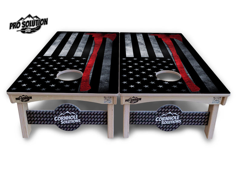 Pro Solution Lite - Axe Flag - Professional Tournament Cornhole Boards 3/4" Baltic Birch - Zero Bounce Zero Movement Vertical Interlocking Braces for Extra Weight & Stability +Double Thick Legs +Airmail Blocker