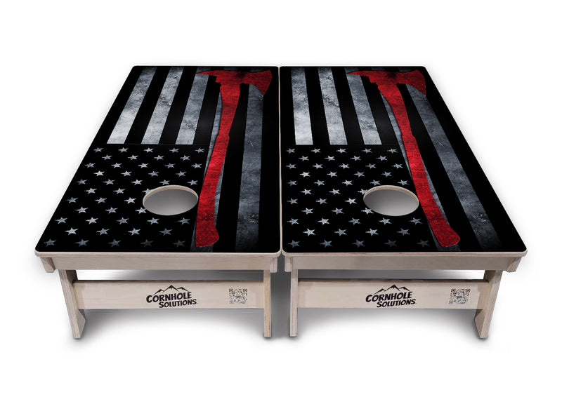 Tournament Boards - Fire Axe Flag - Professional Tournament 2'x4' Regulation Cornhole Set - 3/4″ Baltic Birch + UV Direct Print + UV Clear Coat