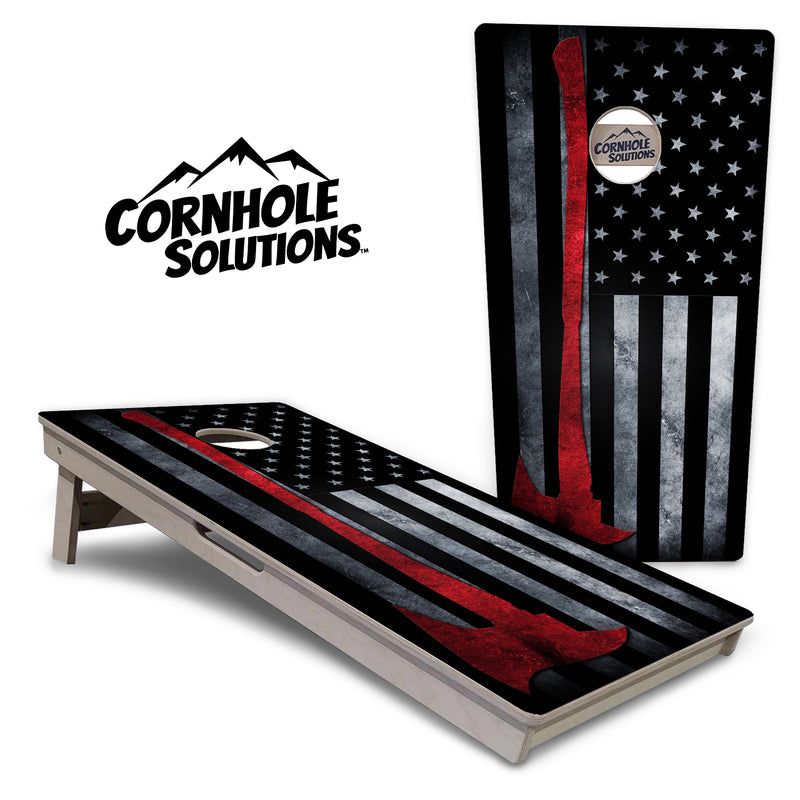 Tournament Boards - Fire Axe Flag - Professional Tournament 2'x4' Regulation Cornhole Set - 3/4″ Baltic Birch + UV Direct Print + UV Clear Coat