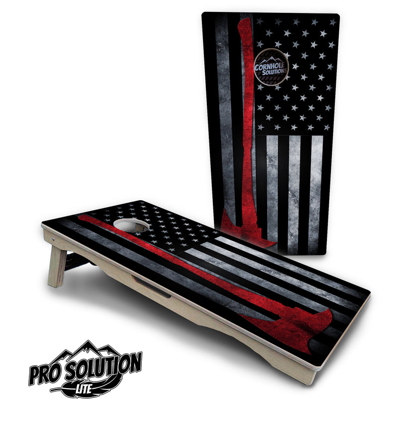 Pro Solution Lite - Axe Flag - Professional Tournament Cornhole Boards 3/4" Baltic Birch - Zero Bounce Zero Movement Vertical Interlocking Braces for Extra Weight & Stability +Double Thick Legs +Airmail Blocker