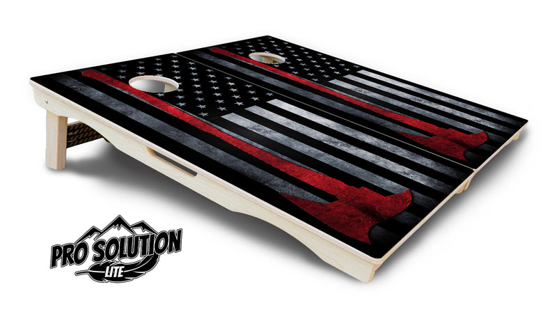 Pro Solution Lite - Axe Flag - Professional Tournament Cornhole Boards 3/4" Baltic Birch - Zero Bounce Zero Movement Vertical Interlocking Braces for Extra Weight & Stability +Double Thick Legs +Airmail Blocker