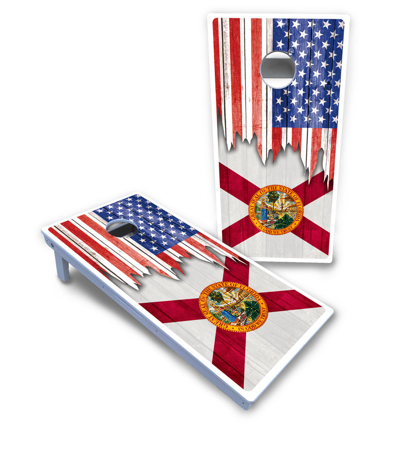 Waterproof - State Flag Designs Alabama to Georgia - All Weather Boards "Outdoor Solution" 18mm(3/4")Direct UV Printed - Regulation 2' by 4' Cornhole Boards (Set of 2 Boards) Double Thick Legs, with Leg Brace & Dual Support Braces!