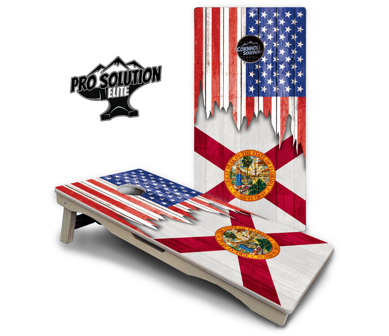 Pro Solution Elite - State Flag Designs Alabama to Georgia - Professional Tournament Cornhole Boards 3/4" Baltic Birch - Zero Bounce Zero Movement Vertical Interlocking Braces for Extra Weight & Stability +Double Thick Legs +Airmail Blocker