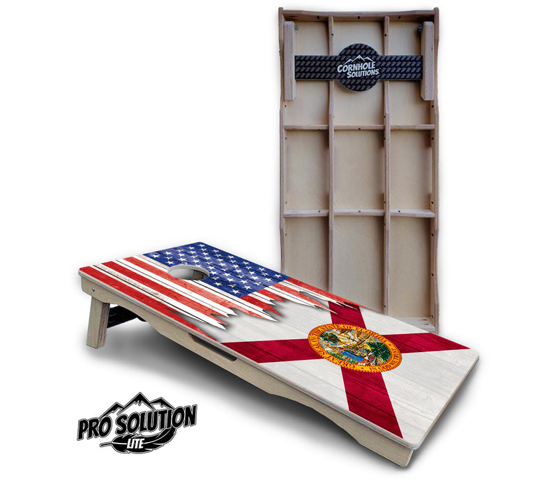 Pro Solution Lite - State Flag Designs Alabama to Georgia - Professional Tournament Cornhole Boards 3/4" Baltic Birch - Zero Bounce Zero Movement Vertical Interlocking Braces for Extra Weight & Stability +Double Thick Legs +Airmail Blocker