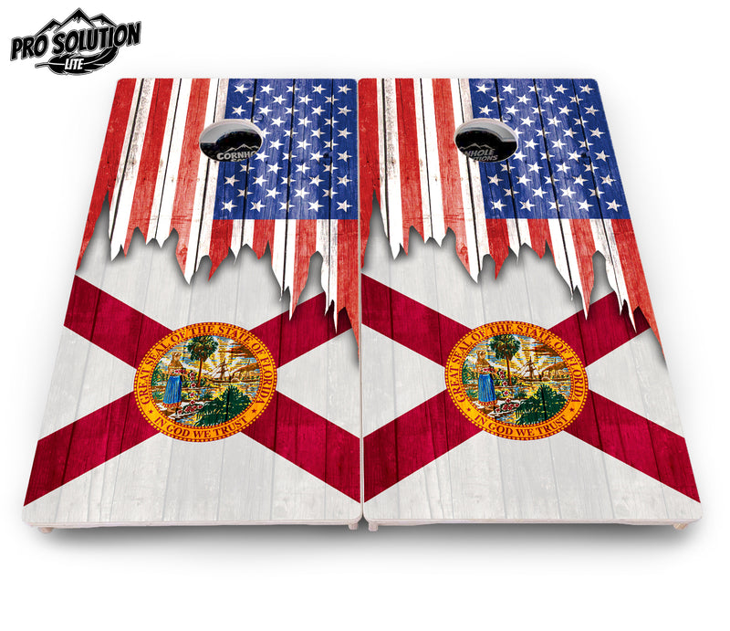 Pro Solution Lite - State Flag Designs Alabama to Georgia - Professional Tournament Cornhole Boards 3/4" Baltic Birch - Zero Bounce Zero Movement Vertical Interlocking Braces for Extra Weight & Stability +Double Thick Legs +Airmail Blocker