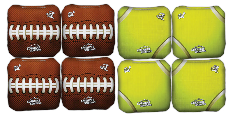 Pro Style Regulation 6x6 - Rec Cornhole Bags - Sports Theme - Speed 4 & 7 (Full Set of 8 Bags)