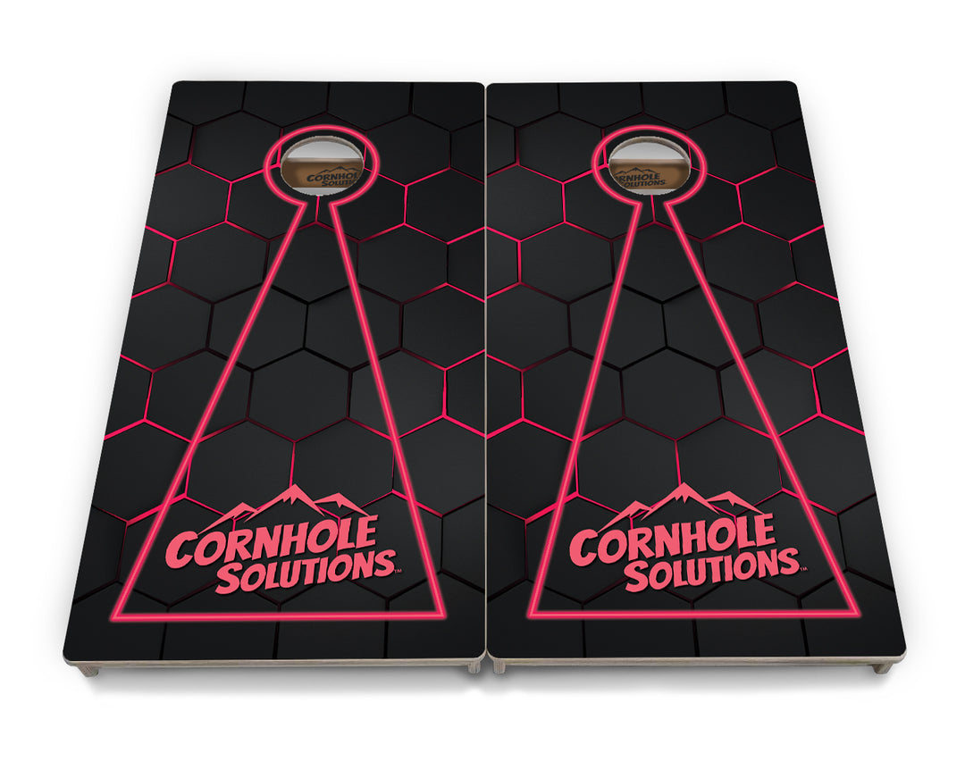 Glow Hole Black Backgound Cornhole Boards - Professional Tournament Series