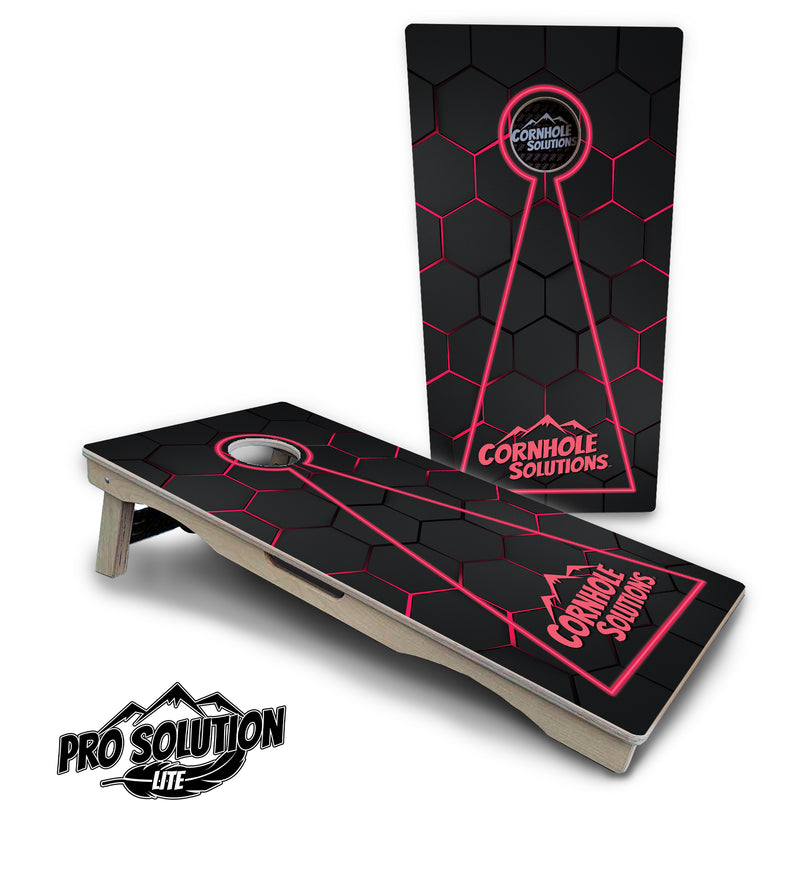 Pro Solution Lite - Glow Hole Black Color Options - Professional Tournament Cornhole Boards 3/4" Baltic Birch - Zero Bounce Zero Movement Vertical Interlocking Braces for Extra Weight & Stability +Double Thick Legs +Airmail Blocker