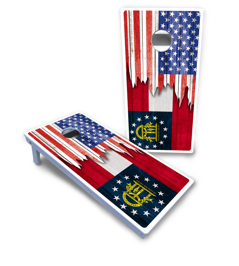 Waterproof - State Flag Designs Alabama to Georgia - All Weather Boards "Outdoor Solution" 18mm(3/4")Direct UV Printed - Regulation 2' by 4' Cornhole Boards (Set of 2 Boards) Double Thick Legs, with Leg Brace & Dual Support Braces!