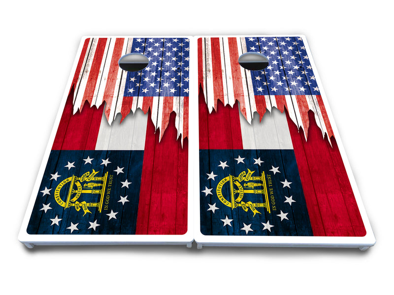 Waterproof - State Flag Designs Alabama to Georgia - All Weather Boards "Outdoor Solution" 18mm(3/4")Direct UV Printed - Regulation 2' by 4' Cornhole Boards (Set of 2 Boards) Double Thick Legs, with Leg Brace & Dual Support Braces!