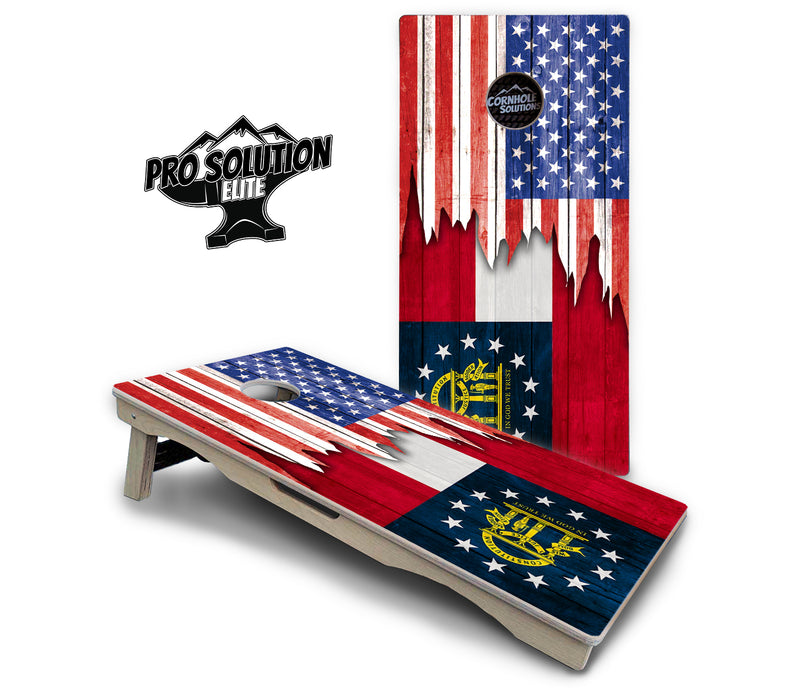 Pro Solution Elite - State Flag Designs Alabama to Georgia - Professional Tournament Cornhole Boards 3/4" Baltic Birch - Zero Bounce Zero Movement Vertical Interlocking Braces for Extra Weight & Stability +Double Thick Legs +Airmail Blocker