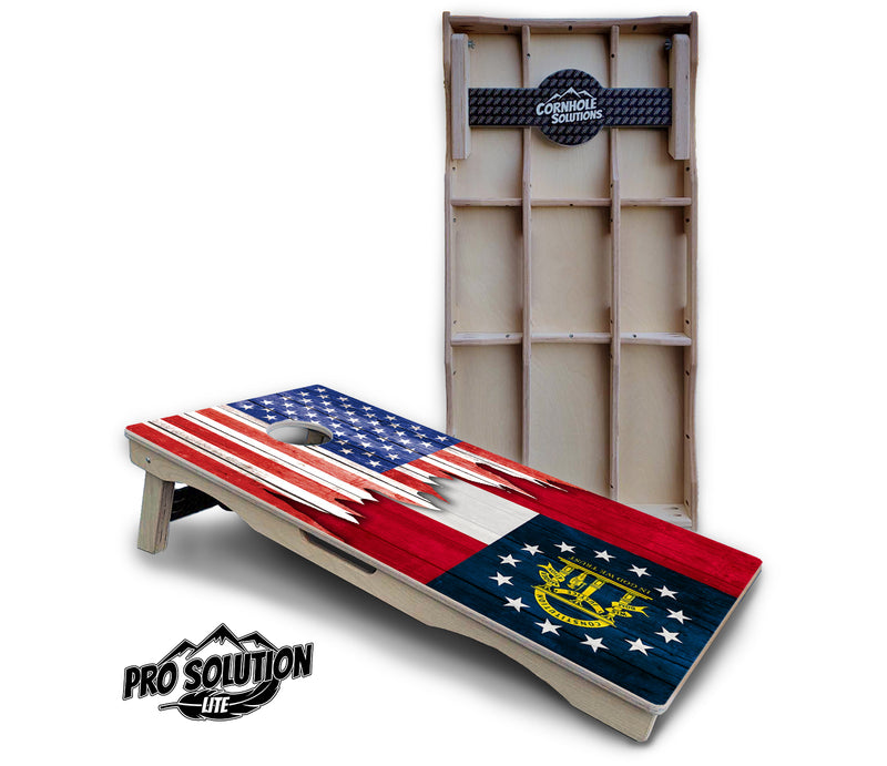 Pro Solution Lite - State Flag Designs Alabama to Georgia - Professional Tournament Cornhole Boards 3/4" Baltic Birch - Zero Bounce Zero Movement Vertical Interlocking Braces for Extra Weight & Stability +Double Thick Legs +Airmail Blocker