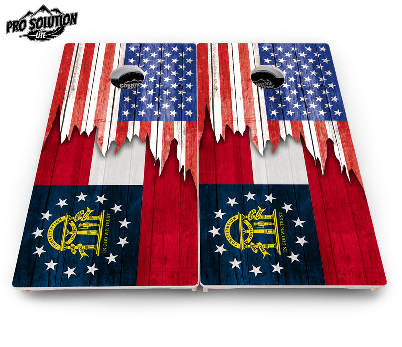 Pro Solution Lite - State Flag Designs Alabama to Georgia - Professional Tournament Cornhole Boards 3/4" Baltic Birch - Zero Bounce Zero Movement Vertical Interlocking Braces for Extra Weight & Stability +Double Thick Legs +Airmail Blocker