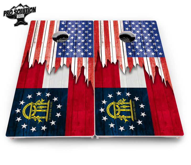 Pro Solution Elite - State Flag Designs Alabama to Georgia - Professional Tournament Cornhole Boards 3/4" Baltic Birch - Zero Bounce Zero Movement Vertical Interlocking Braces for Extra Weight & Stability +Double Thick Legs +Airmail Blocker