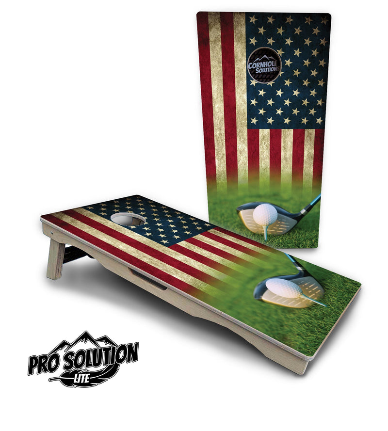 Pro Solution Elite - Golf Flag - Professional Tournament Cornhole Boards 3/4" Baltic Birch - Zero Bounce Zero Movement Vertical Interlocking Braces for Extra Weight & Stability +Double Thick Legs +Airmail Blocker