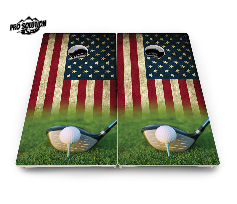 Pro Solution Elite - Golf Flag - Professional Tournament Cornhole Boards 3/4" Baltic Birch - Zero Bounce Zero Movement Vertical Interlocking Braces for Extra Weight & Stability +Double Thick Legs +Airmail Blocker