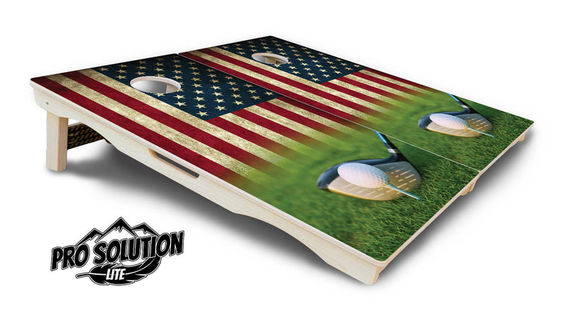 Pro Solution Elite - Golf Flag - Professional Tournament Cornhole Boards 3/4" Baltic Birch - Zero Bounce Zero Movement Vertical Interlocking Braces for Extra Weight & Stability +Double Thick Legs +Airmail Blocker