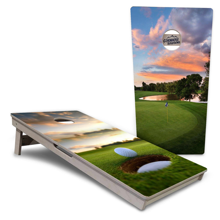 Golf Course Sunset Cornhole Boards - Professional Tournament Series