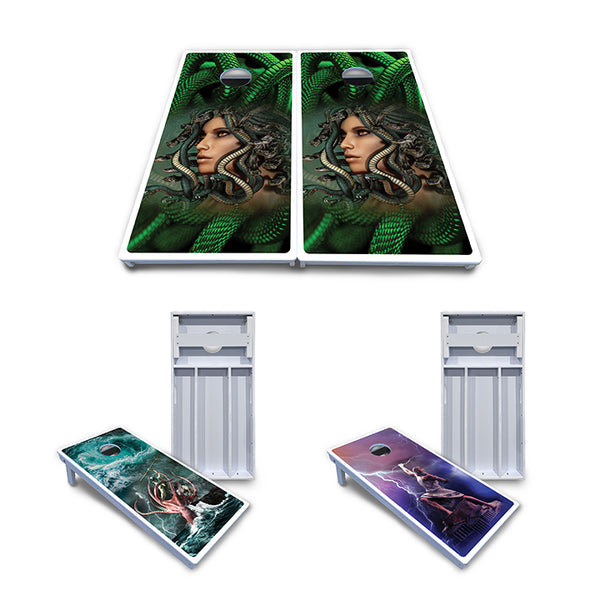 Waterproof - Greek Mythology Design Options - All Weather Boards "Outdoor Solution" 18mm(3/4")Direct UV Printed - Regulation 2' by 4' Cornhole Boards (Set of 2 Boards) Double Thick Legs, with Leg Brace & Dual Support Braces!