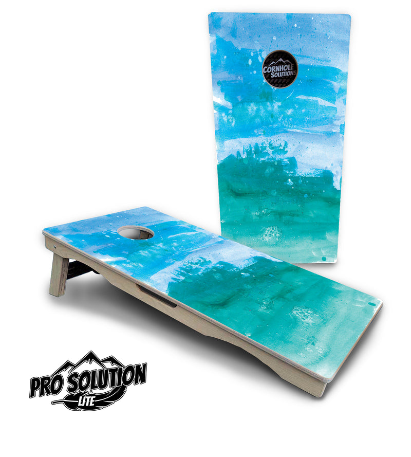 Pro Solution Lite - Blue Green Paint - Professional Tournament Cornhole Boards 3/4" Baltic Birch - Zero Bounce Zero Movement Vertical Interlocking Braces for Extra Weight & Stability +Double Thick Legs +Airmail Blocker