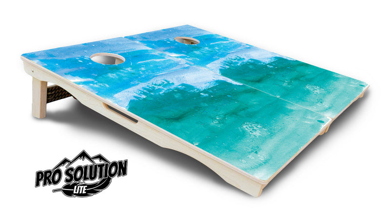 Pro Solution Elite - Blue Green Paint - Professional Tournament Cornhole Boards 3/4" Baltic Birch - Zero Bounce Zero Movement Vertical Interlocking Braces for Extra Weight & Stability +Double Thick Legs +Airmail Blocker