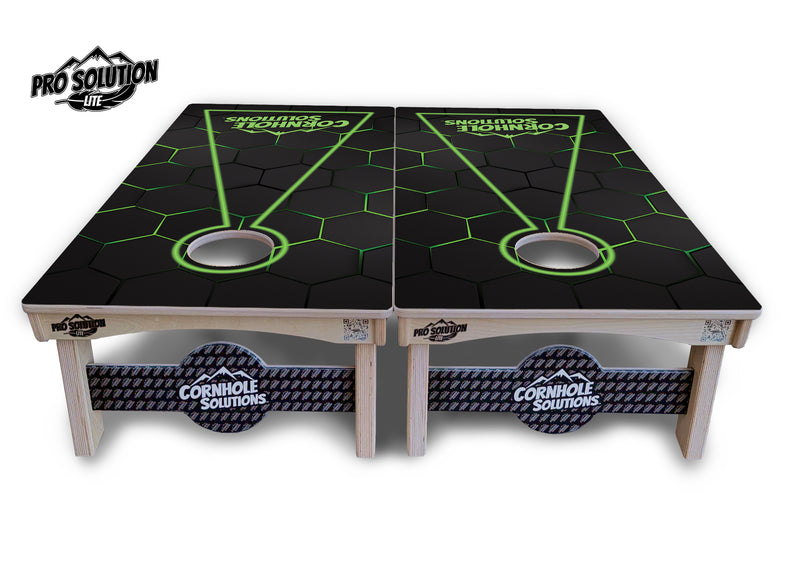 Pro Solution Lite - Glow Hole Black Color Options - Professional Tournament Cornhole Boards 3/4" Baltic Birch - Zero Bounce Zero Movement Vertical Interlocking Braces for Extra Weight & Stability +Double Thick Legs +Airmail Blocker