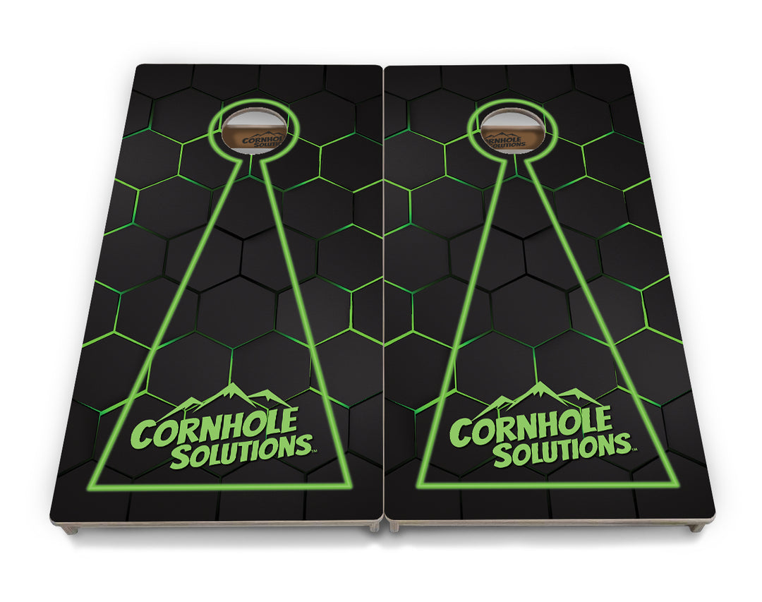 Glow Hole Black Backgound Cornhole Boards - Professional Tournament Series
