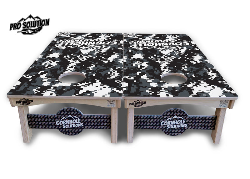 Pro Solution Lite - Digital Camo - Professional Tournament Cornhole Boards 3/4" Baltic Birch - Zero Bounce Zero Movement Vertical Interlocking Braces for Extra Weight & Stability +Double Thick Legs +Airmail Blocker