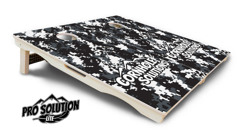 Pro Solution Elite - Digital Camo - Professional Tournament Cornhole Boards 3/4" Baltic Birch - Zero Bounce Zero Movement Vertical Interlocking Braces for Extra Weight & Stability +Double Thick Legs +Airmail Blocker