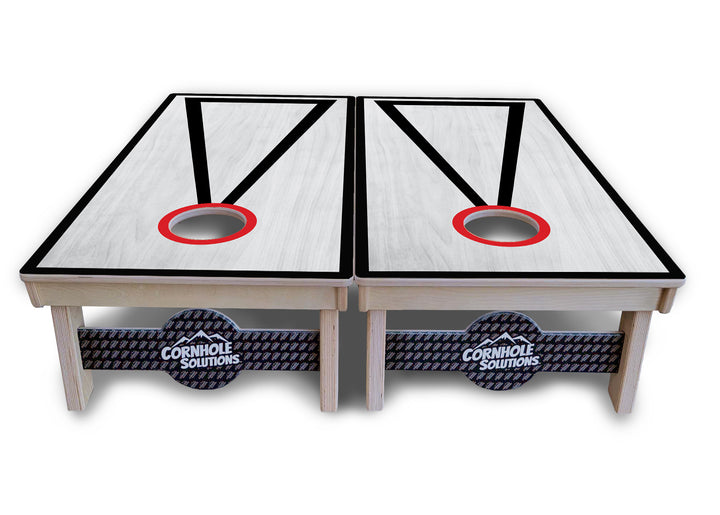Red/Black Hole Ring Grey Wash Cornhole Boards - Professional Tournament Series