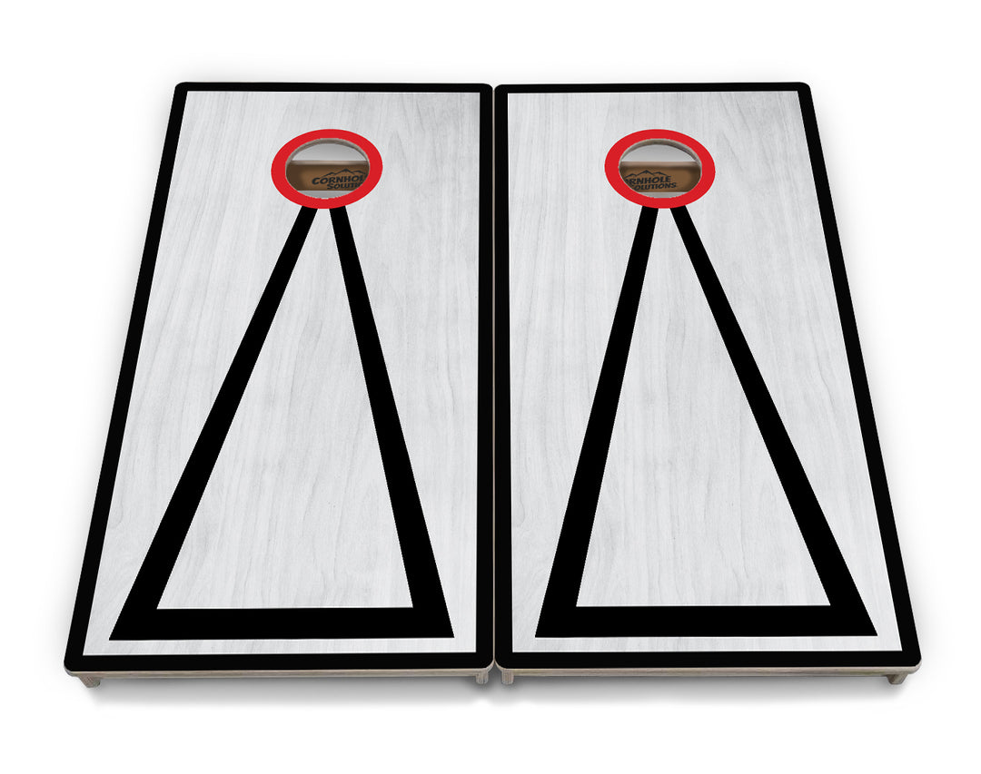Red/Black Hole Ring Grey Wash Cornhole Boards - Professional Tournament Series