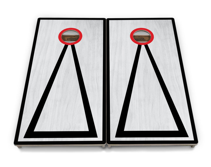 Red/Black Hole Ring Grey Wash Cornhole Boards - Professional Tournament Series