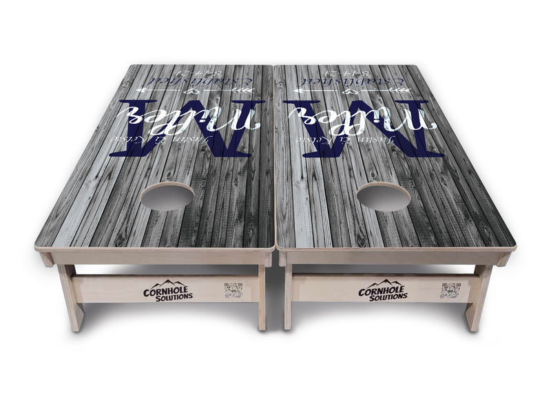 Tournament Regulation Cornhole Set - Grey Slat Design 2'x4' +UV Direct Print +UV Clear Coat