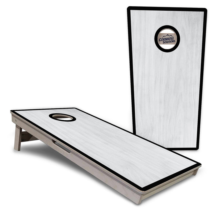 Red/Black Hole Ring Grey Wash Cornhole Boards - Professional Tournament Series
