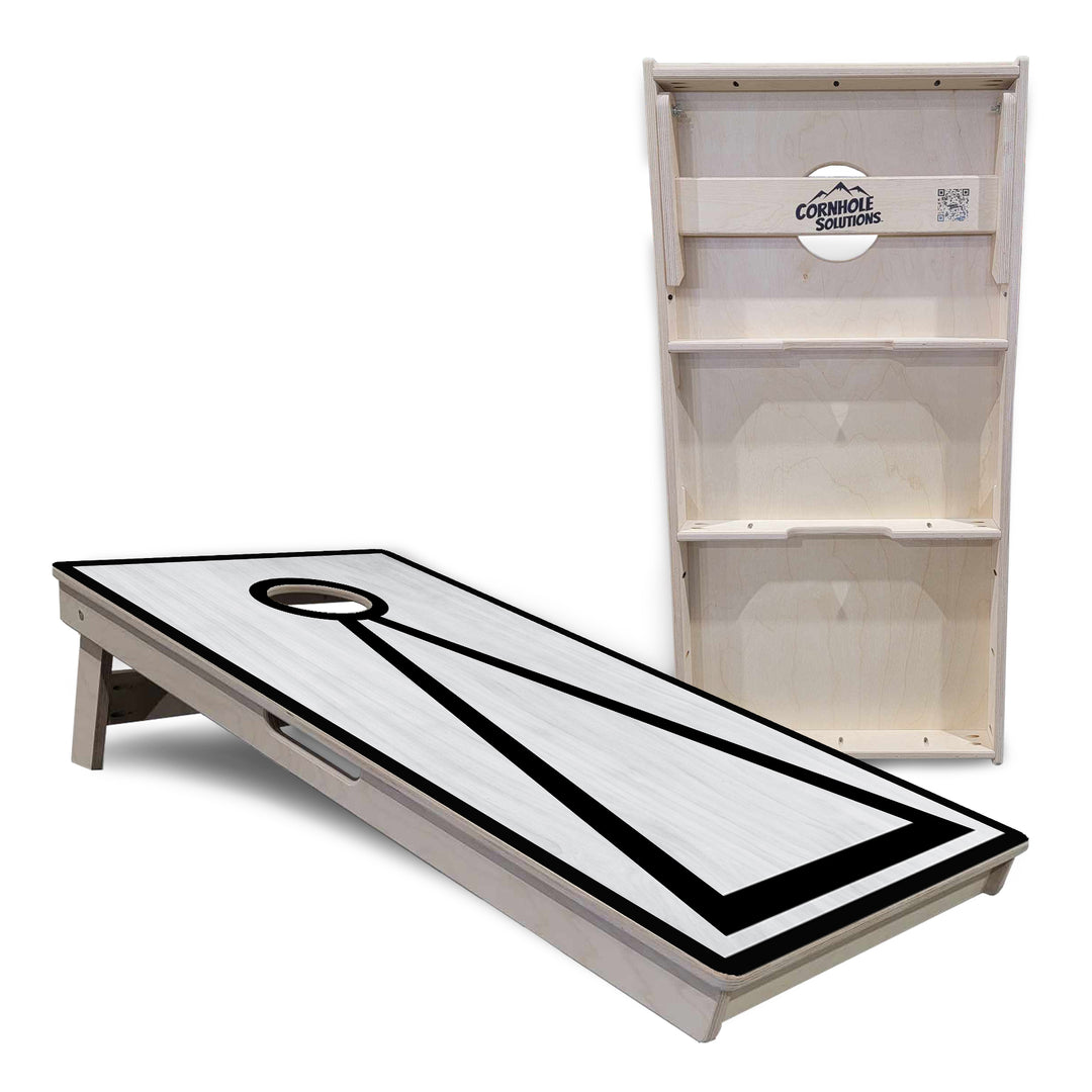 Red/Black Hole Ring Grey Wash Cornhole Boards - Professional Tournament Series