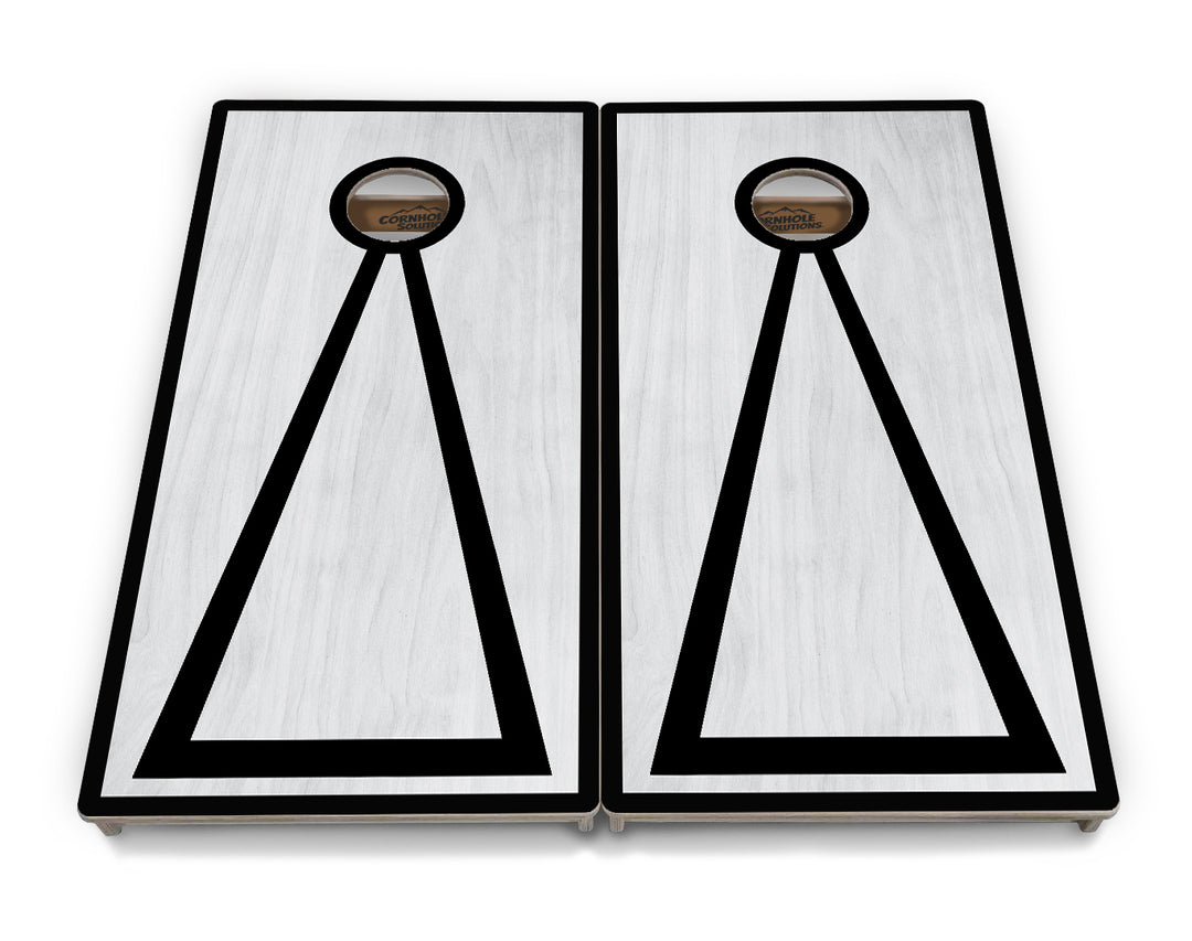 Red/Black Hole Ring Grey Wash Cornhole Boards - Professional Tournament Series