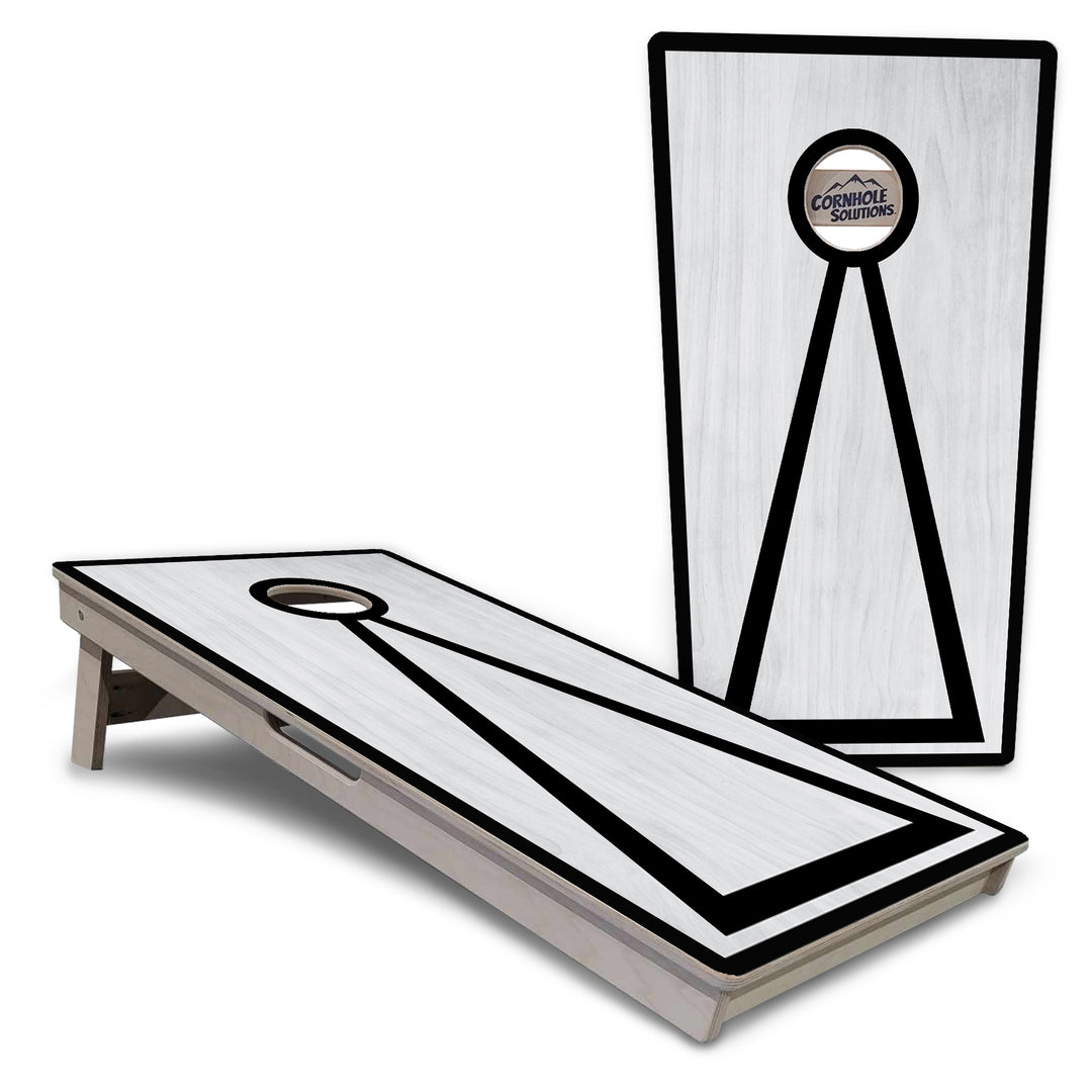 Red/Black Hole Ring Grey Wash Cornhole Boards - Professional Tournament Series