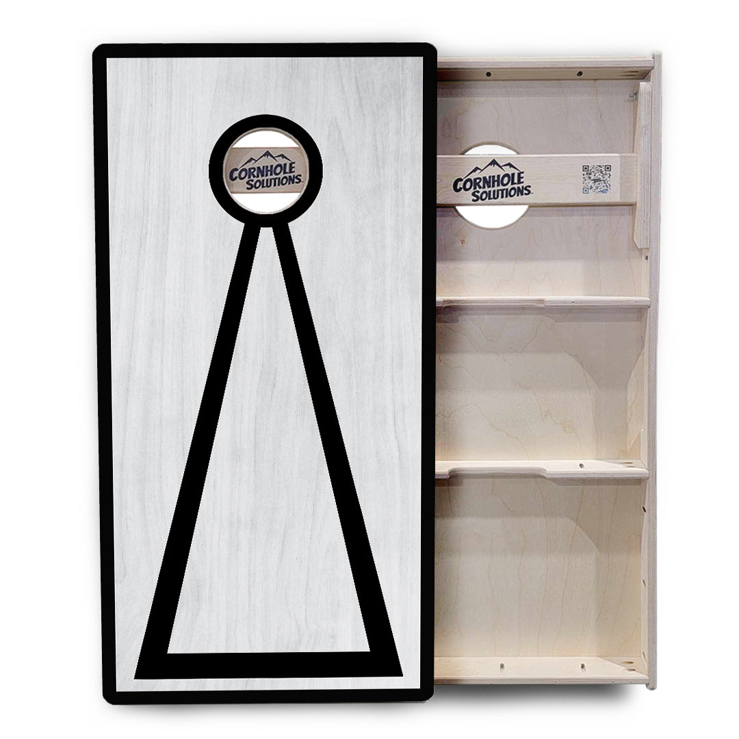Red/Black Hole Ring Grey Wash Cornhole Boards - Professional Tournament Series