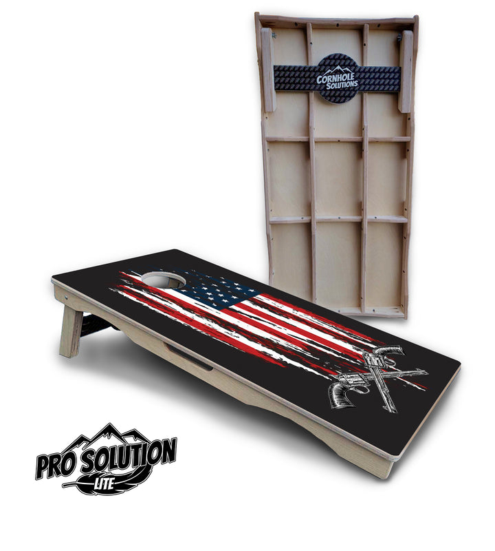 Guns & Flag Cornhole Boards - Pro Solution Lite Series