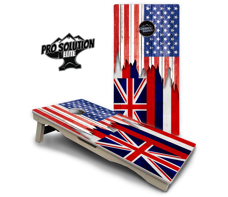 Pro Solution Elite - State Flag Designs Hawaii to Maryland - Professional Tournament Cornhole Boards 3/4" Baltic Birch - Zero Bounce Zero Movement Vertical Interlocking Braces for Extra Weight & Stability +Double Thick Legs +Airmail Blocker